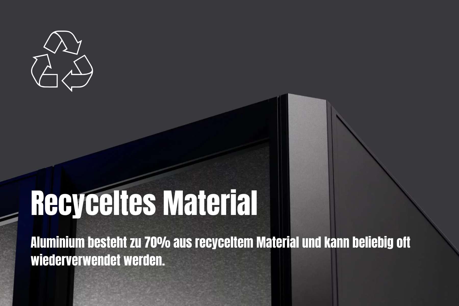 Nahaufnahme einer Jetson Mutebox mit Fokus auf das recycelte Material.